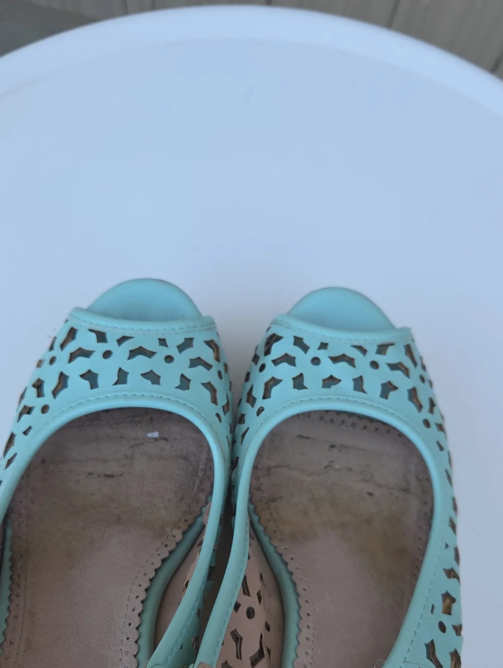 Women’s Mint Green Cutout Peep-Toe Slingback Wedges By Audery Brooks